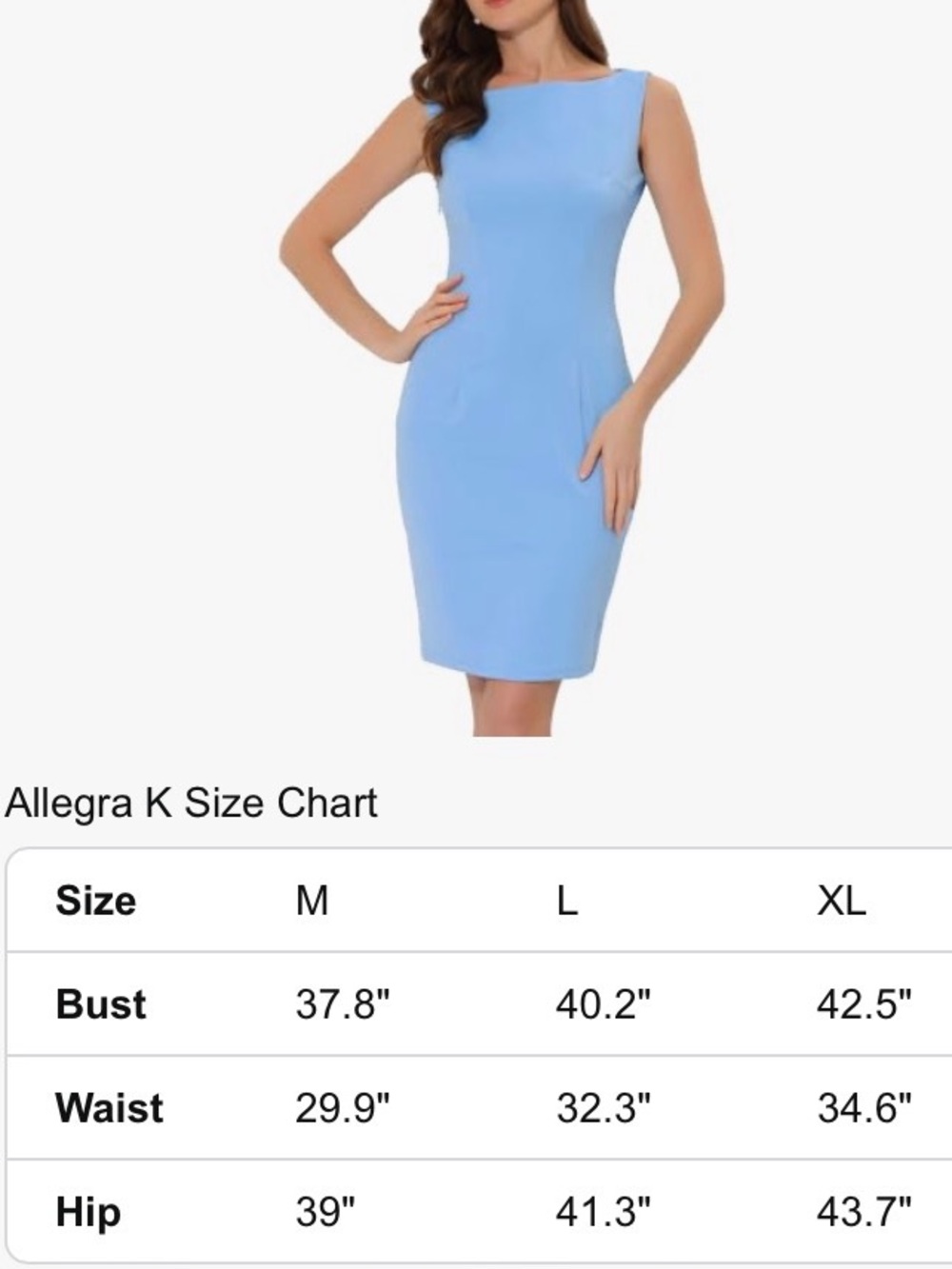Allegra K Sleeveless Sheath Boat Neck Casual Office Solid Midi Dress, Light Blue - Picture 6 of 11